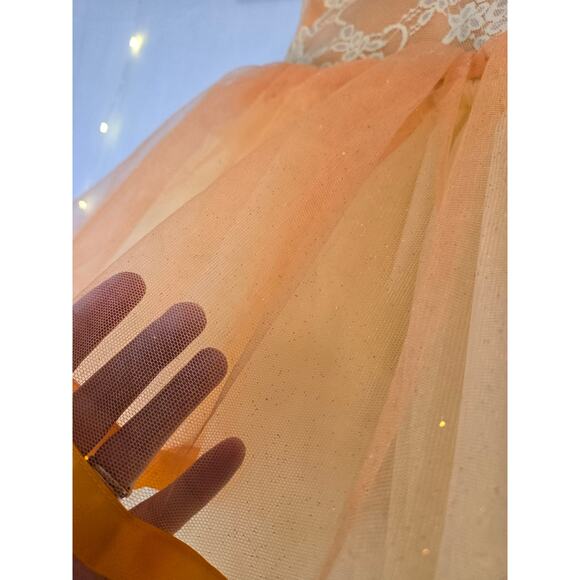 WEISSMAN Showtime 17022 Orange Floral Lace Sequin Tutu Dance Costume XSC 4/5 - Picture 11 of 15